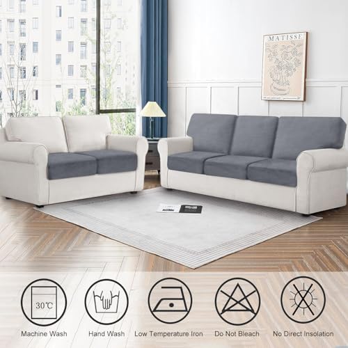 BT.WA Couch Cushion Cover Velvet 3 Pieces Seat Cushion Cover Stretch Sofa Covers Separate Sectional Sofa Slipcovers Furnit...