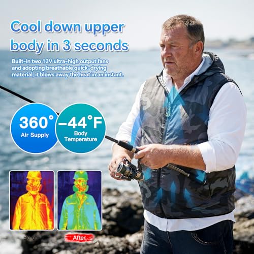 YMTHE Cooling Vest with 2 Fans and 30000mAh Large Battery Pack, Air Conditioned Jacket for Men