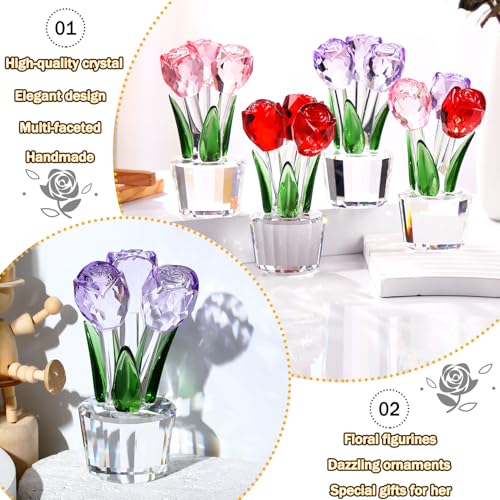 Ornalrist Romantic Handmade Purple Crystal Rose Bouquet for Her Romantic Flower Gift for Wife Girlfriend Mom Floral Orname...