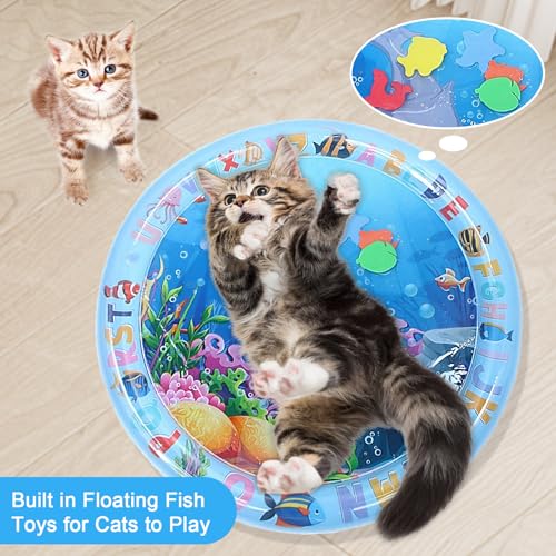 marhook Cat Water Mat Upgrade Thickened, Ocean-Themed Pet Cooling Mat for Indoort Cats, Scratch-Resistant Cat Cold Pad