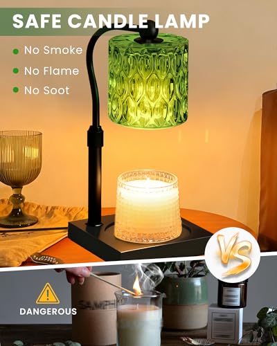 Candle Warmer Lamp Adjustable Height with Timer Dimmer, Dimmable Glass Wax Melt Warmer Light for Scented Jar, Present for ...
