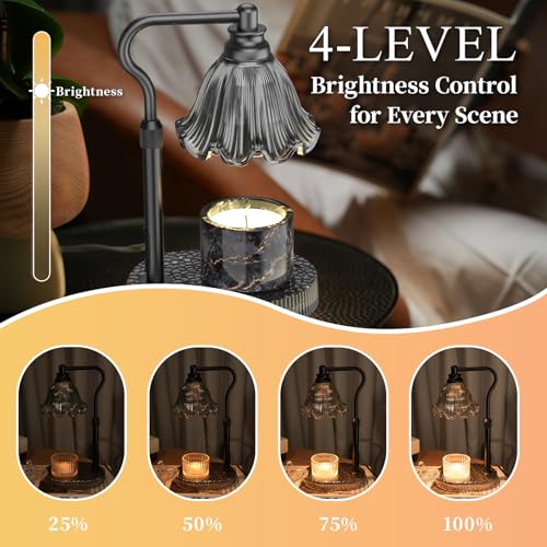 WYghyronic Candle Warmer Lamp with Adjustable Height - Flameless 4-Level Dimmable Wax Warmer, Timer Function & Stylish Des...