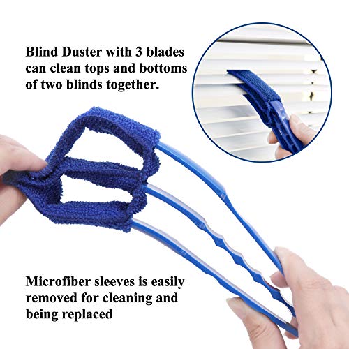 Hiware Window Blind Cleaner Duster Brush with 5 Microfiber Sleeves - Blind Cleaner Tools for Window Shutters Blind Air Con...