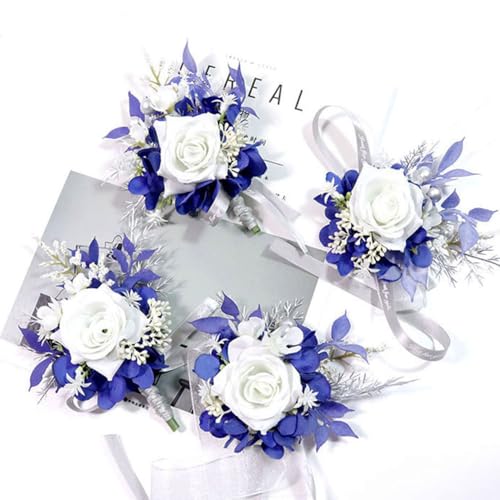 MAFELOE Wrist Corsage and Boutonniere Set for Prom Homecoming Wedding Party Celebration Artificial Flowers Accessories Sui...