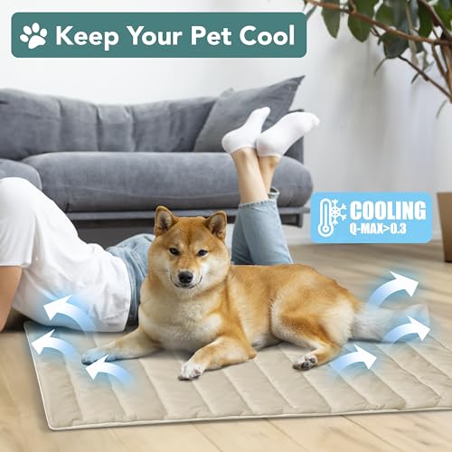 PetAmi Cooling Mat for Dog, Premium Pet Cooling Blanket for Crate Kennel, Indoor Cat Cool Sleeping Pad, Q-MAX Cold Sofa Co...