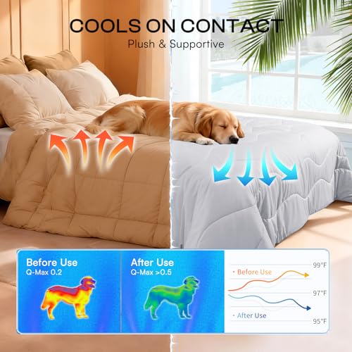 Luciphia Premium Cooling Dog Blanket Washable Q-MAX>0.5 Small Medium Large Pet Mat Puppy Cat Self-Cooling Soft Breathable ...