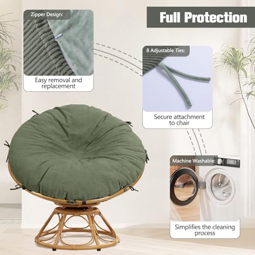 ANMINY Papasan Cushion Cover ONLY Thick Soft Velvet Slipcover for Papasan Cushion, Removable and Machine Washable Round Ch...