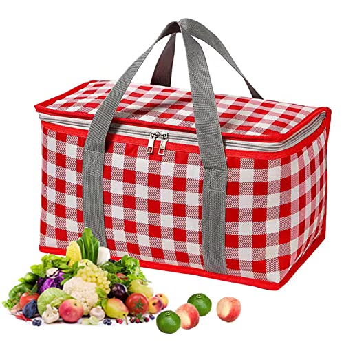 Insulated Picnic Cooler Bag - Zippered Top, Keeps Hot or Cold - Perfect for Picnics, Beach, Food Delivery & Outdoor (13.8x...