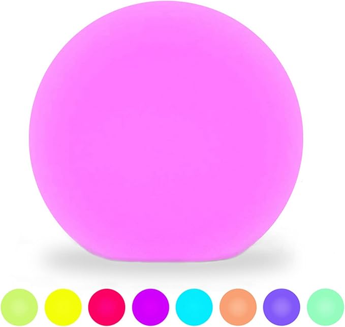 Hathdia 8-Inch LED Ball Light, Multi-Color Rechargeable Night Lights Waterproof Dimmable Mood Lamp with Remote for Home Ga...