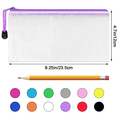 Umriox Pencil Pouches Bulk, 9.2 x 4.7 in (12 Colors, 36 Packs), Mesh Zipper Pouch Pencil Case, Small Zipper Pouches for Bi...