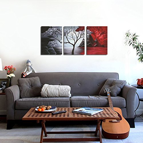 Wieco Art The Cloud Tree 3 Panels Modern Giclee Canvas Prints Artwork Abstract Seascape Paintings Reproduction Sea Beach P...