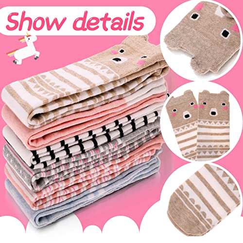 ANTSANG Kids Girls Knee High Socks Long Boot Crazy Silly Fun Gift Cute Tall Animal Socks for Child 6 Pairs