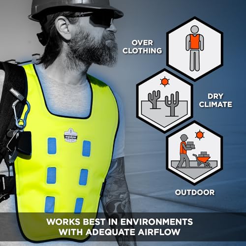Ergodyne Chill-Its 6684 Evaporative Cooling Vest, Drip Free Cooling, Adjustable Personalized Fit, Easy Activation