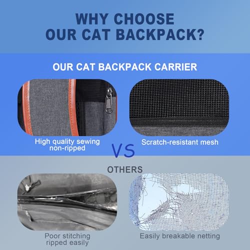 Pesen Cat Backpack Carrier, Breathable & Foldable Pet Carriers for Cats, Small Dogs and Rabbits Under 15 lbs, Airline Appr...