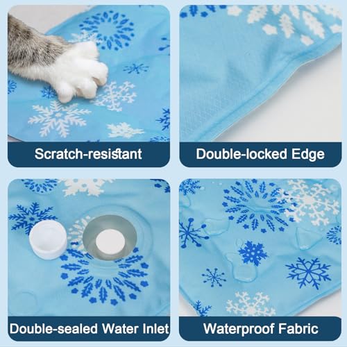 MeowAroma Cooling Mat for Dogs and Cats, Foldable Gel Cooling Mat with Ice Crystal Powder, Blanket Water Injection Cool Pe...