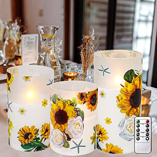 ANYGIFT Sunflower Decor Flameless Candles Gifts for Women,Sunflower Candle Housewarming Gifts New Home Get Well Soon Gifts...