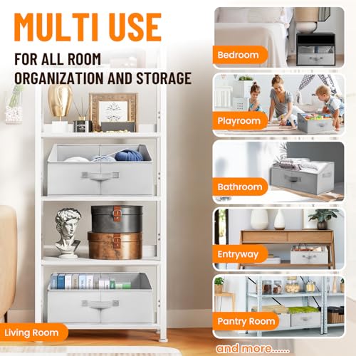 Criusia Closet Organizers Bins 4 Pack - Large Collapsible Shelf Organizer with Handles - Fabric Trapezoid Home Organizatio...