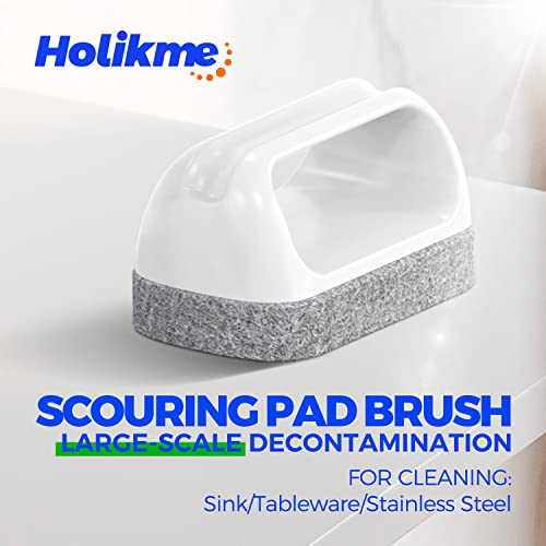 Holikme 7 Pack Deep Cleaning Brush Set, Scrub Pads with Scraper Tip for Pool Walls, Bathroom, Grout, Floor, Bike, Tub, Sho...