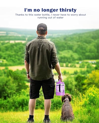 77oz Large Dog Water Bottle Portable - Dog Travel Water Dispenser with Large Bowl, Ideal for Hiking, Camping, Travelling, ...