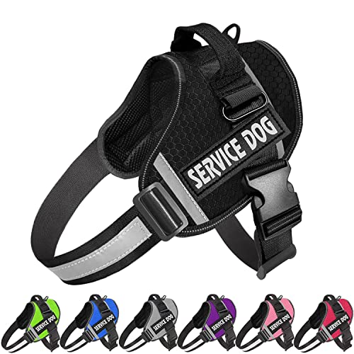 JSXD Dog Harness,No-Pull Service Dog Harness with Handle Adjustable Outdoor Pet Dog Vest 3M Reflective Nylon Material Vest...