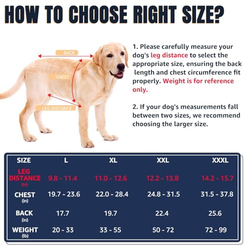 Nasjac Dog Lift Harness Carrier Backpack - Full Body Sling with Adjustable Straps & Handle, Breathable Support Emergency R...