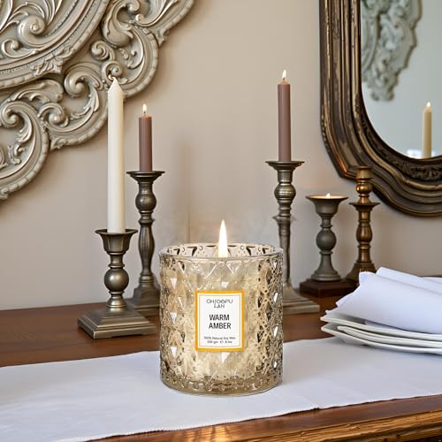 Chloefu LAN Amber Candles, Luxury Candle for Home Scented, Long Burning Time, Holiday Gifts, All Natural Soy Wax Decorativ...