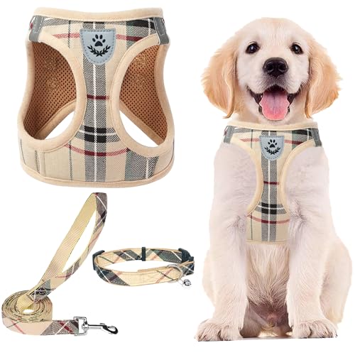 PUPTECK Adjustable Dog Harness Collar and Leash Set Step in No Pull Pet Harness for Small Medium Dogs Puppy and Cats Outdo...