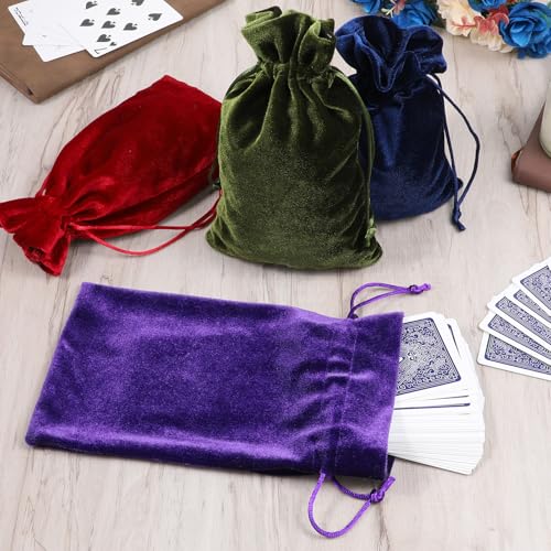 Tucnoeu 4pcs 7.08 X 5.11inch Velvet Gift Bags Soft Velvet Bags with Drawstrings,Dice Bag Small Drawstring Pouch for Tarot ...