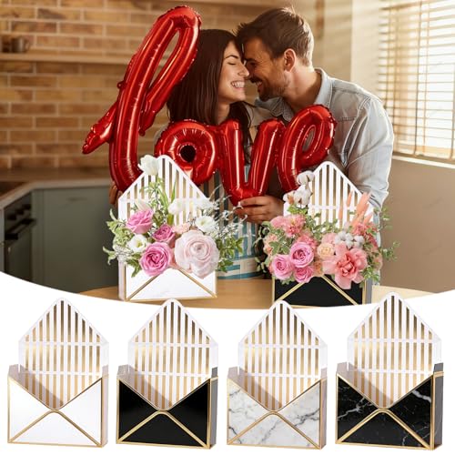 Ncozwo Flower Envelope Boxes Floral Envelope Paper Box Florist Bouquet Folding Gift Packaging Basket for Valentines Day Mo...