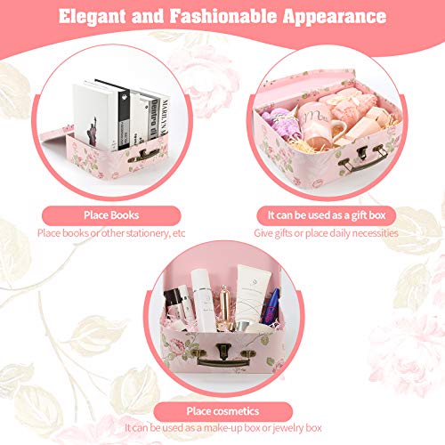 Anndason Set of 3 Paperboard Suitcases Storage Box Storage Gift Boxes With Lids for Photo Storage Home Decoration, Weddin...