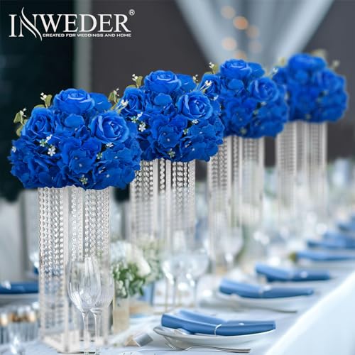 Inweder Blue Flowers Balls for Centerpieces: 10 PCS 11.8" Diam Flower Centerpieces for Tables in Wedding Reception Decorat...