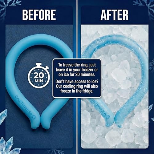 CoolTimeUSA Neck Cooling Tube | Wearable Cooling Neck Wraps for Summer Heat I Hands Free Cold Pack | Reusable Cooler (Blue)