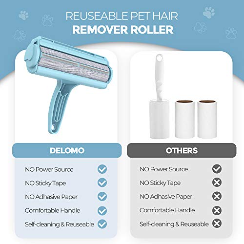 DELOMO Pet Hair Removal Tool, Pet Hair Remover - Lint Roller for Pet Hair - Cat and Dog Hair Remover for Couch, Furniture,...