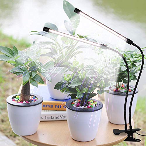GooingTop LED Grow Light,6000K Full Spectrum Clip Plant Growing Lamp with White Red LEDs for Indoor Plants,5-Level Dimmabl...