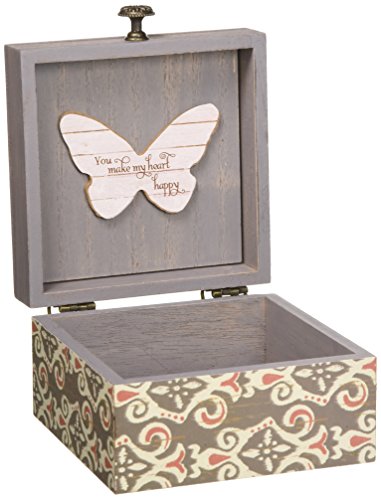 Pavilion 'Simple Spirits Butterfly' 41102 - Wooden Hinged Keepsake Box with Patterned Design and Printed Message for Frien...