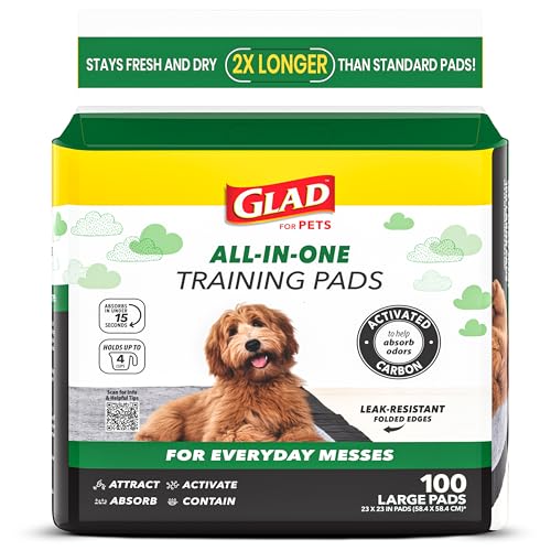 Glad for Pets Black Charcoal Puppy Pads - Super Absorbent Disposable Dog Pee Pads, Potty Training Pads, and Pet Supplies -...