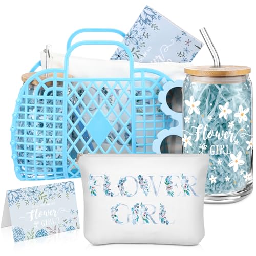 Havawish 8 Pcs Flower Girl Proposal Gifts Set Jelly Bag Will You Be My Flower Girl Basket Makeup Bag Cups Sunglasses Card ...