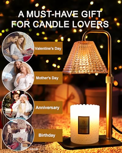 Candle Warmer Lamp with Timer Dimmer - Birthday Gifts for Women Mom House Warming Gift New Home Room Decor, Adjustable Hei...