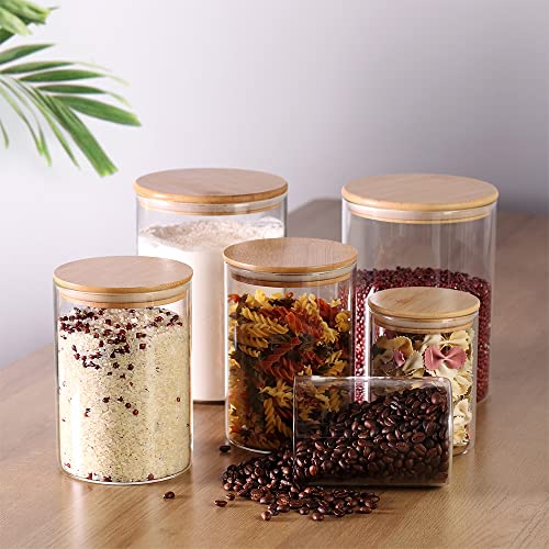Tzerotone Glass flour Jars with Airtight Lids, 6 Pack Sugar and Flour Salt Containers Set, Extra Large Glass Rice Jar with...