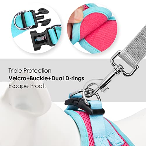 PHOEPET Step-in Dog Harness,Reflective Adjustable Dog Vest Harness, Soft Pet Walking Jacket with 2 Metal Leash Hooks for D...