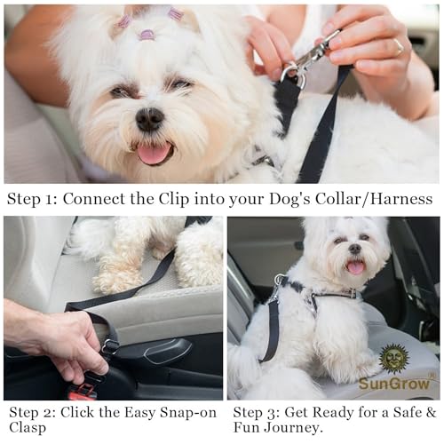 SunGrow Dog Seat Belt for Car, Adjustable Nylon Pet Seatbelt, Supports All Cars, Dog Car Leash Seat Belt, Seatbelt for Dog...