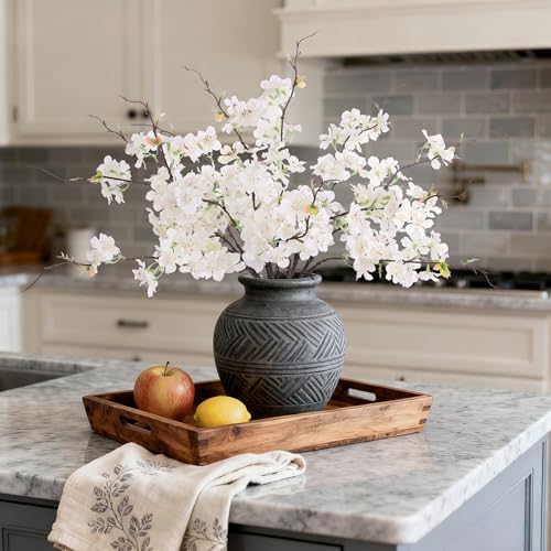 INXUGAO 12 PCS Faux Cherry Blossom Branches Decor 18.11 Inch Fake Artificial Cherry Flowers for Home Indoor Decoration Vas...