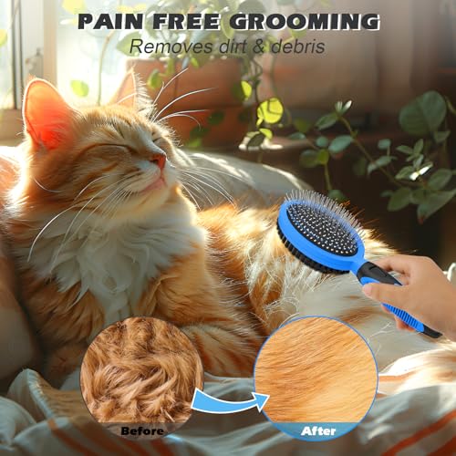 2PCS Pet Grooming Tools - Double-Sided Brush for Shedding and Bathing, Suitable for Short/Long Haired Dogs Cats and Horse...