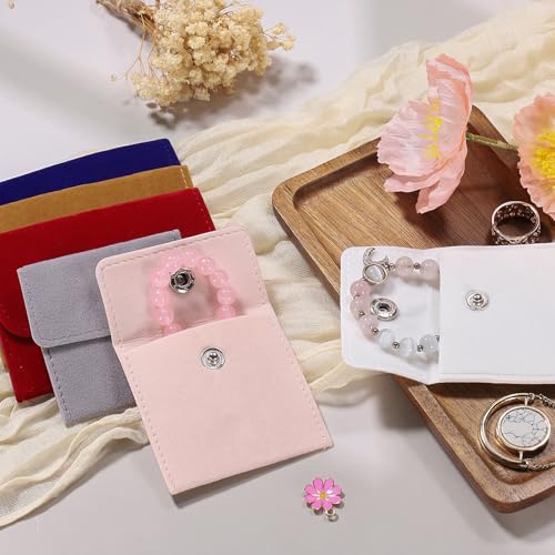 uxcell 6 Pcs Velvet Jewelry Pouches with Snap Button 2.8x2.8 Inch,Soft Jewelry Pouches Storage Bags Small Velvet Gift Bags...