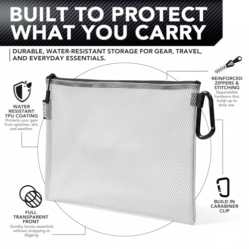 GOBAGS Air Production Multi‑Size Clear Zipper Pouch (4‑Pack) – Cable Organizer & Travel Gear Bag for Electronics, Camera A...