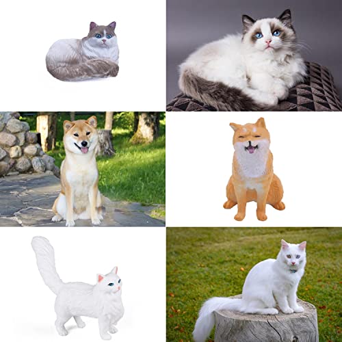 SIENON 12Pcs Dog and Cat Animal Toys, Mini Cute Plastic Puppy Kitten Pet Model for Kids Educational Preschool Learning Chr...
