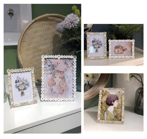 XinZhiRun Metal Picture Frame Silver Plated with Rainbow Flower Enamel Lovely Flowers Photo Frame 5 x 7 inch for Home Deco...
