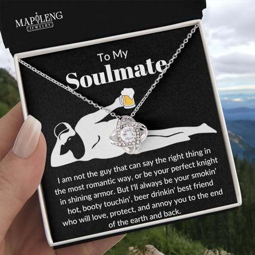 To My Soulmate Necklace For Women, Funny Gifts For Girlfriend, Personalized Christmas Presents For Girlfriend, Best Birthd...