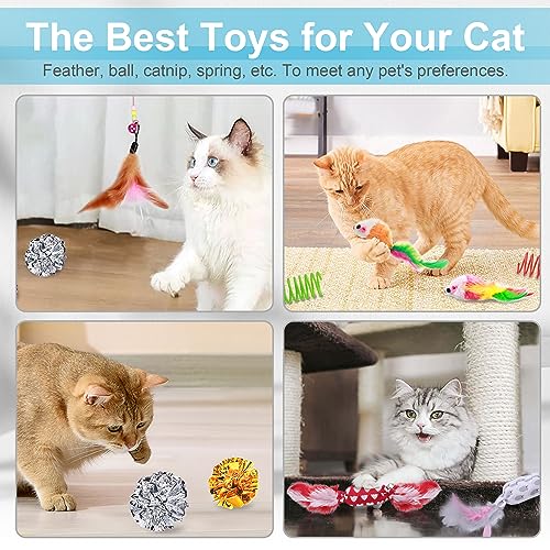 UPSKY 24 PCS Cat Toys, 3-Level Turntable Kitten Toys Set, Interactive Cat Roller Toys for Indoor Cats, Catnip Toys, Cat Te...
