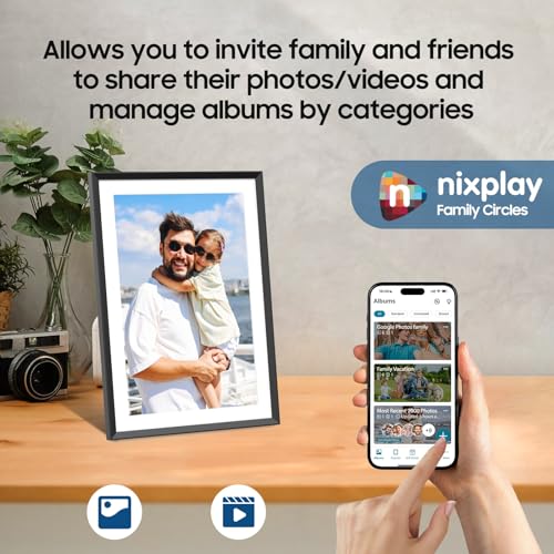 Digital Picture Frame Powered by Nixplay 10.1", Share Photos/Videos via Nixplay App or Email, WiFi Digital Photo Frame wit...